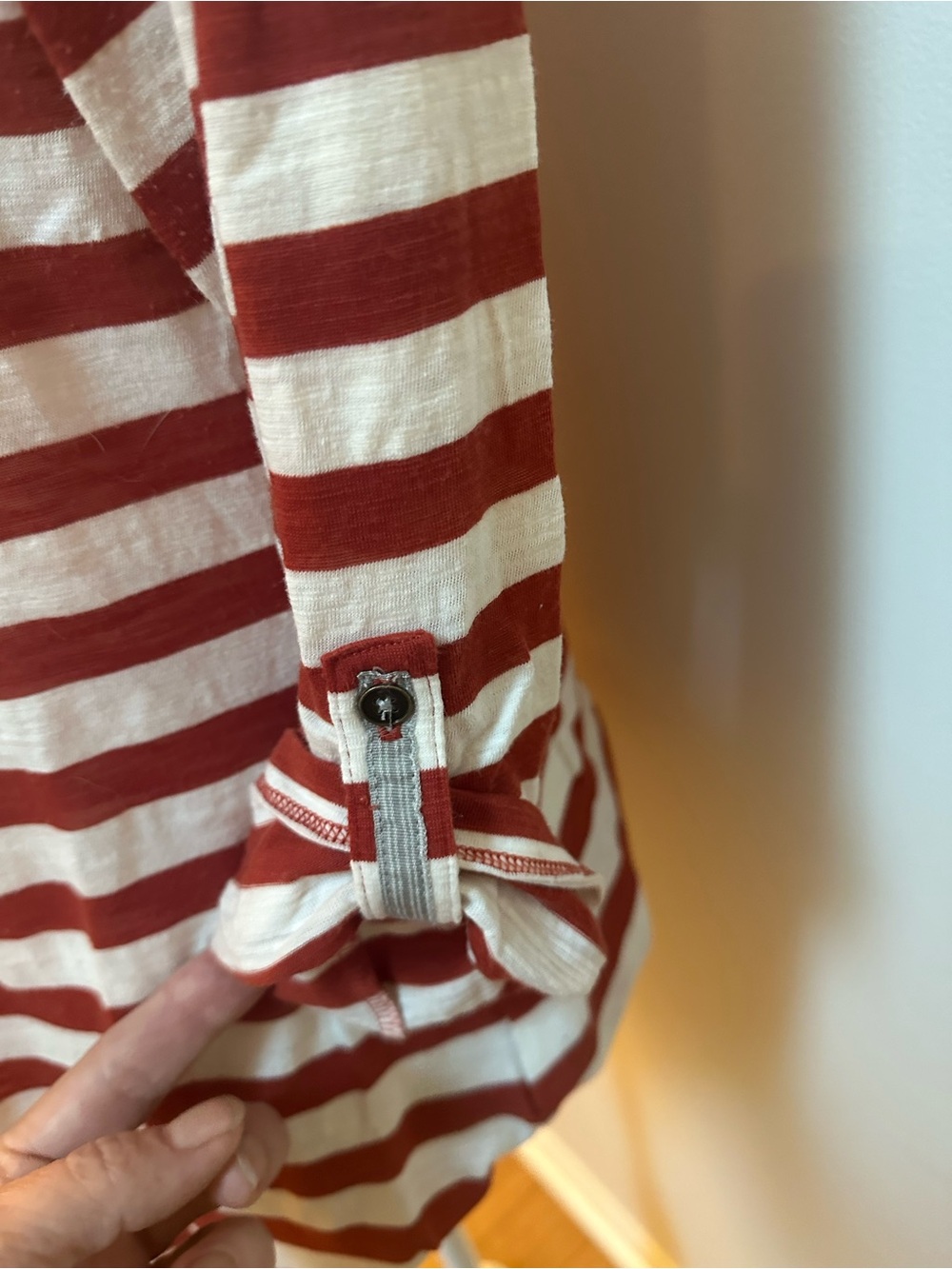 Anthropologie Postage Stanp Henley Tee in red/white stripe Xl EUC - Picture 4 of 12